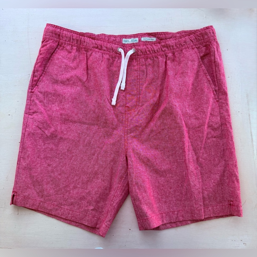 Tenth + Ocean Women’s linen lollipop red cotton elastic waist shorts Size XXL